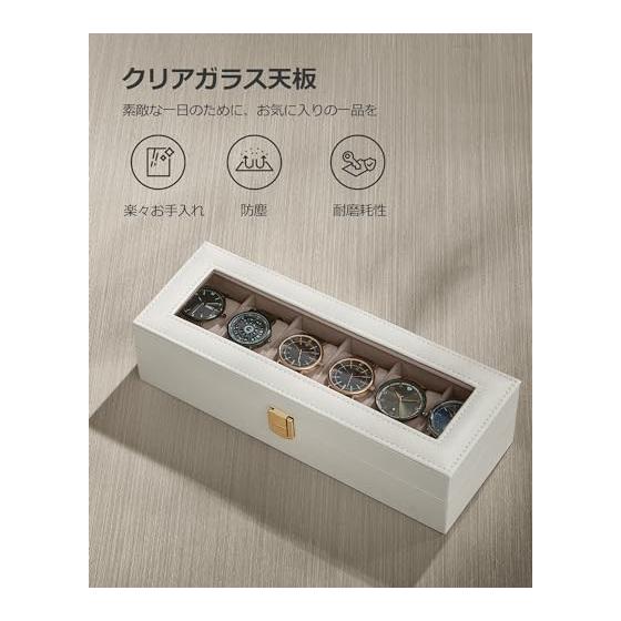SONGMICS Watch Case, 6 Pieces, PU Watch Storage, Collection Case, with Transparent Window, Watch Box, Accessory Storage, Stylish, Father's Day Gift,