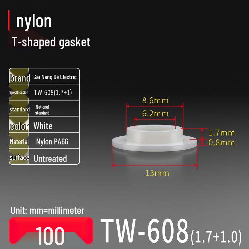T-Shaped Nylon Gasket Ring Screw Shaft Sleeve with Concave-Convex Insulation Pad M2