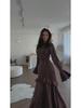 Women's Elegant Slim Fit Long Dress - 2025 European & American Style with Soft Long Sleeves