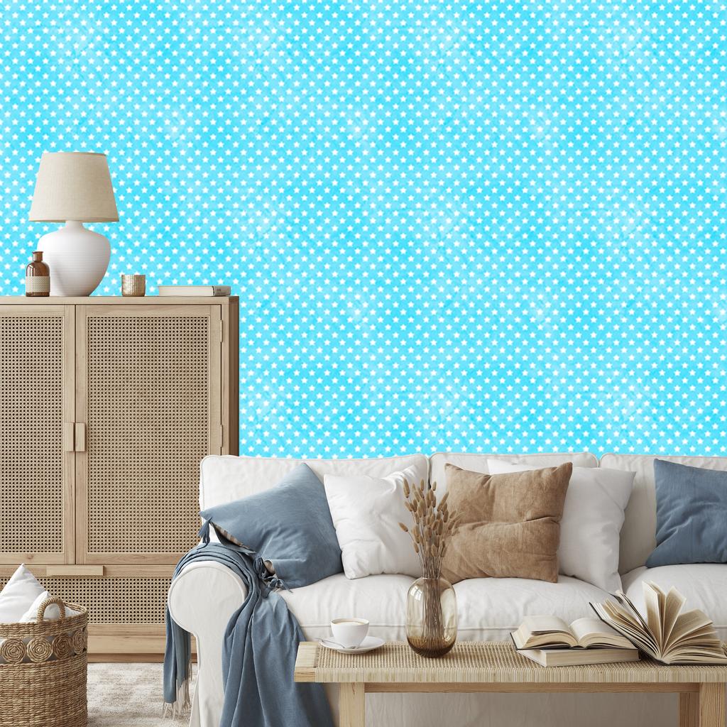 Aquamarine and Turquoise Stars Wallpaper for Living Room and Bedroom 50x1000