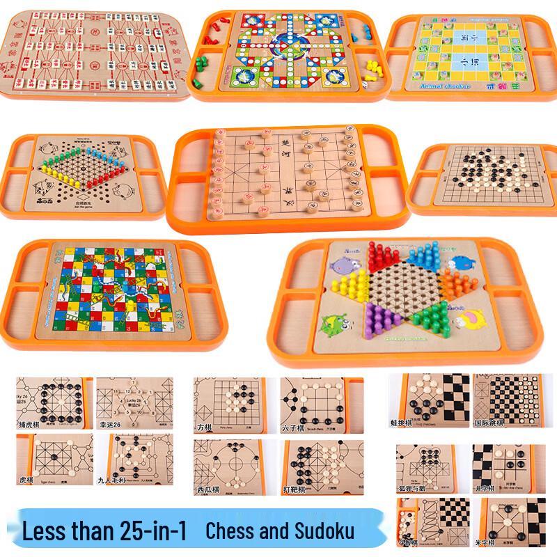 Wooden 23-in-1 Board Game Set