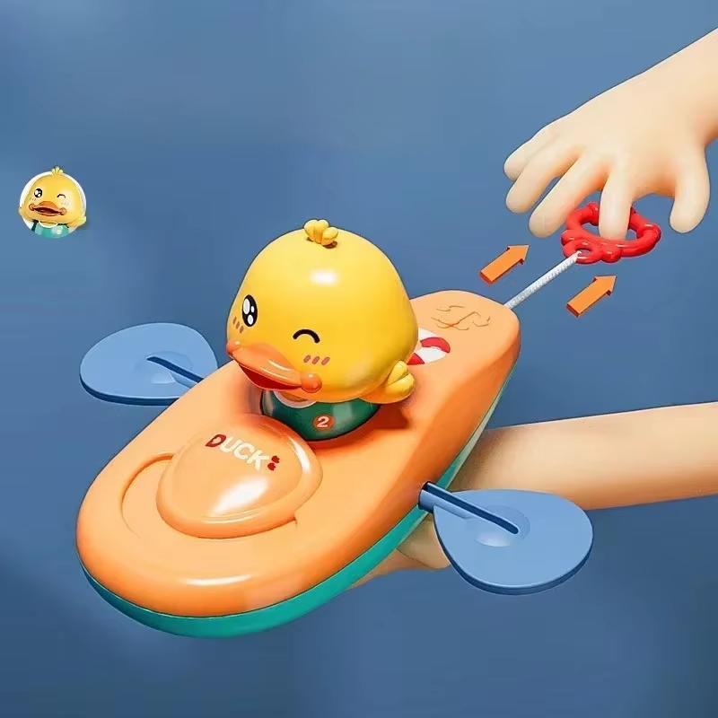 1 pcs Little Yellow Duck Kayak Toy Swimming Pool Bathroom Toy Baby Bath Toys Shower Swimming Water Toys For Kids Gift