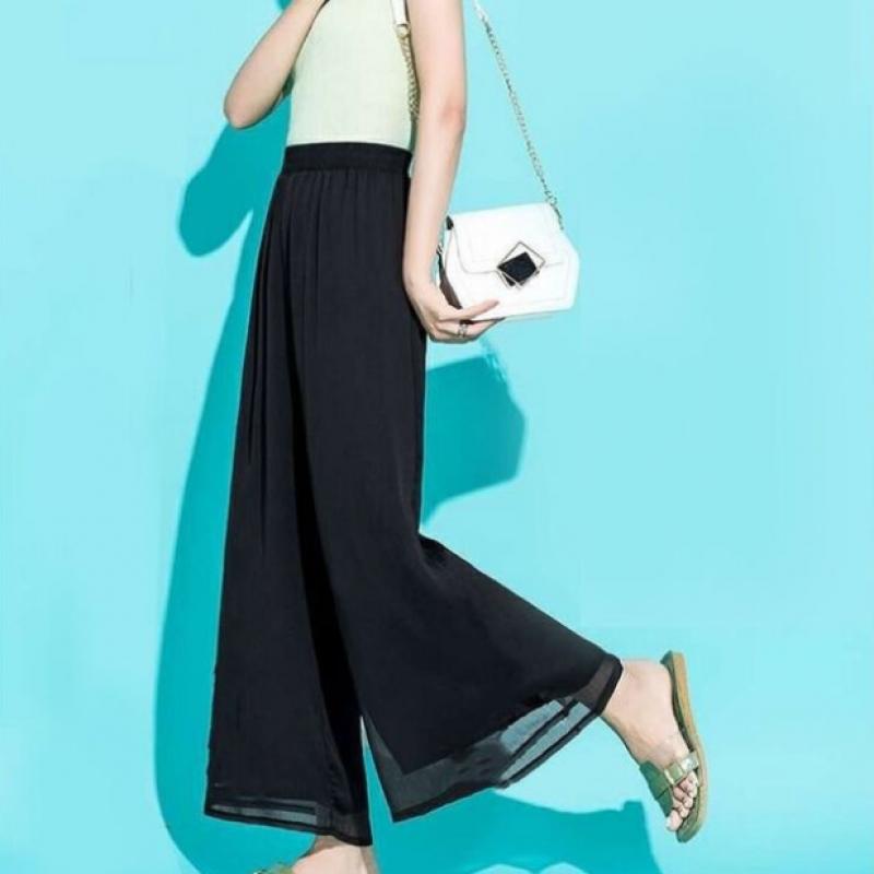 Shop Women Waistband Summer Chiffon Wide Pants Won Wpt Wbcabee