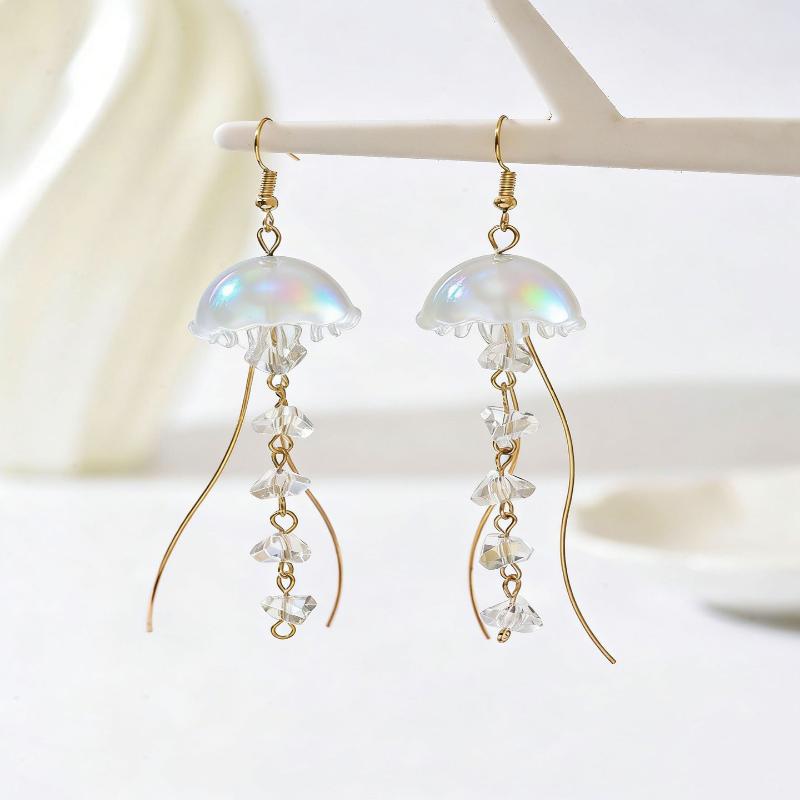 Jellyfish Drop Earrings Colorful Minimalist Dainty Design Jewelry for Women Summer Beach Date Wear Gift