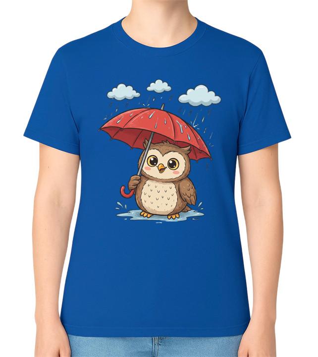 

Cute Owl With Umbrella Rainy Day Cartoon Graphic Unisex T-Shirt 5XL різнокольоровий