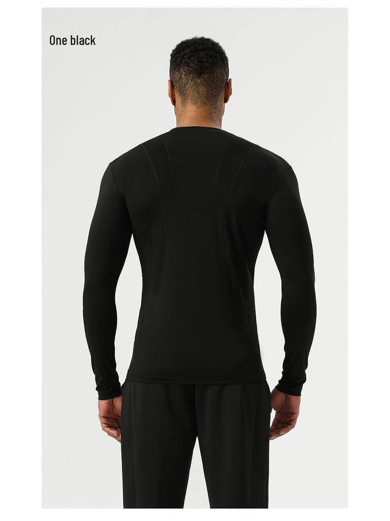 Men's Quick-Dry High-Elasticity Nylon Sports Tights - Long Sleeve, Breathable, for High-Intensity Training.