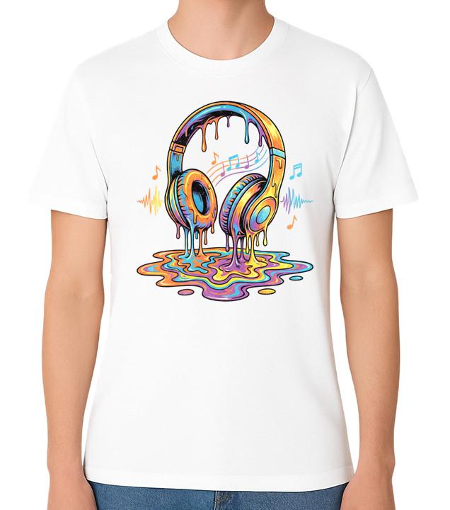 Colourful Melting Headphones T-Shirt Music DJ Festival Graphic Unisex Tee S