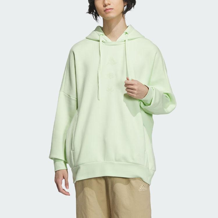 Adidas Sportbekleidung Übergroßer Hoodie Einfarbig Locker Sportlich Lässig Pullover Kapuzen-Sweatshirt Herren Hoodies Lindgrün JJ1346