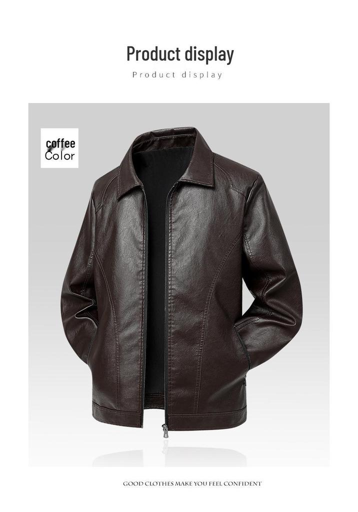 Plus Size Men's Korean Style Lapel PU Leather Jacket - Autumn Collection