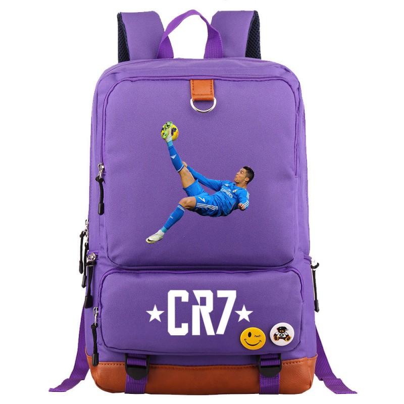 Cristiano Ronaldo Printed Youth School Backpack Teenagers Durable Oxford Fabric Breathable Padded Straps Unisex Travel Bag
