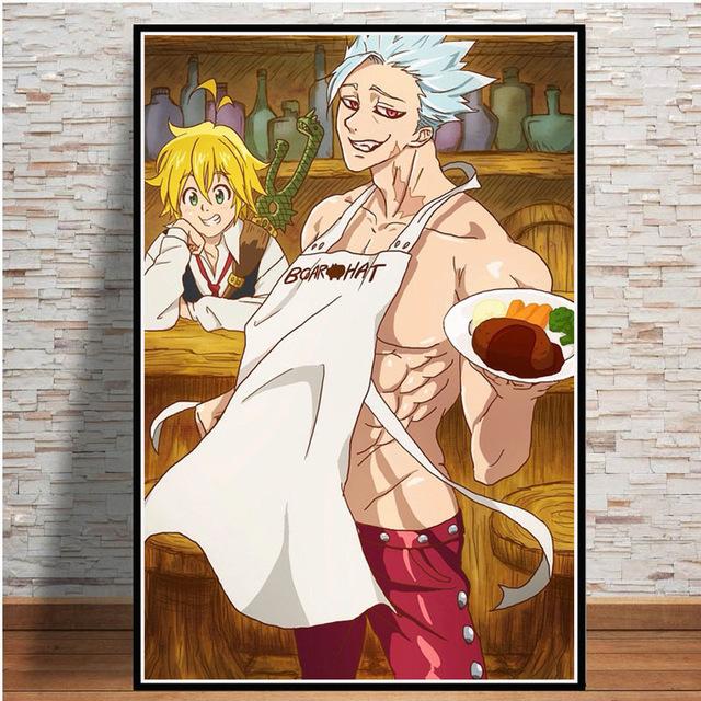 Japanese Cartoon The Seven Deadly Sins Anime Poster Living Room Children's Room Wall Artist's Bedroom Decoration Canvas Painting