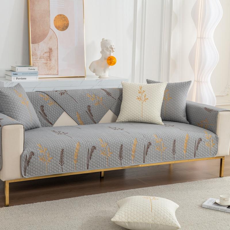 Baumwolle Bestickt Sofakissen Vier Jahreszeiten Universal Baumwollstoff Rutschfester Kissenbezug Stoff Einfach Modern Sofaüberwurf Überzug