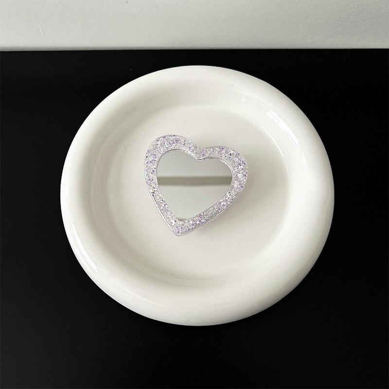 Love Mirror Sticker Glitter Powder Mobile Phone Airbag Bracket Creative Portable Makeup Mirror Niche Portable Ring