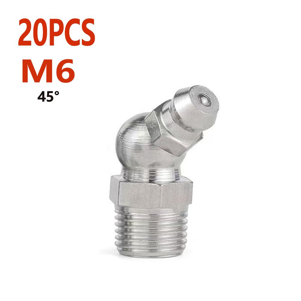 Stainless steel grease nozzle Thread 45°/90°/180° oil nozzle head straight curved oil injection nozzle lubricating oil Connector