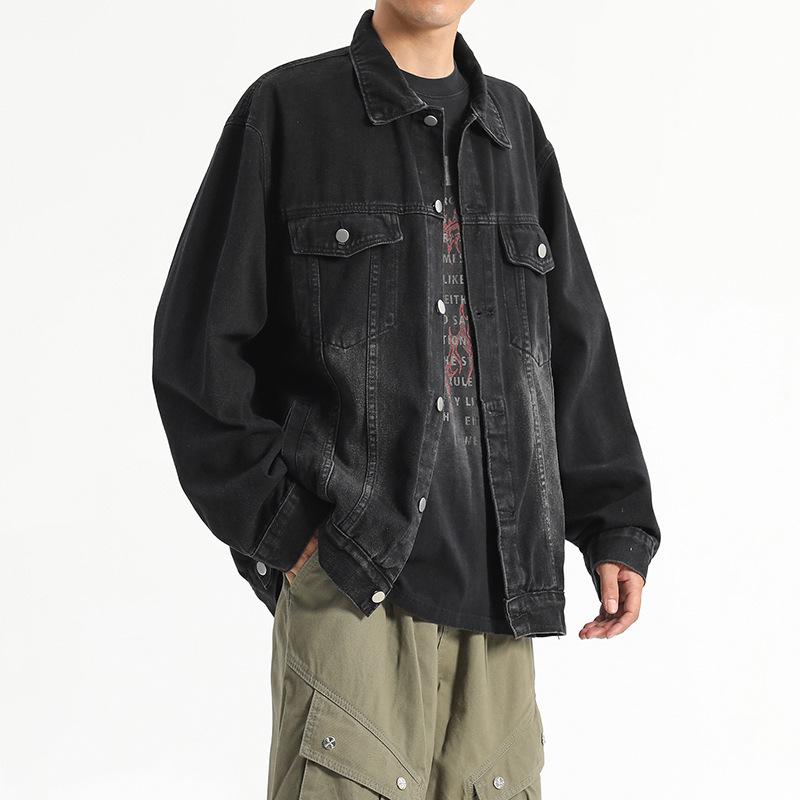Denim Jacket Jacket Men's and Women's Autumn and Winter Thickened High Street Casual Tooling Hong Kong Style Literary and Loose