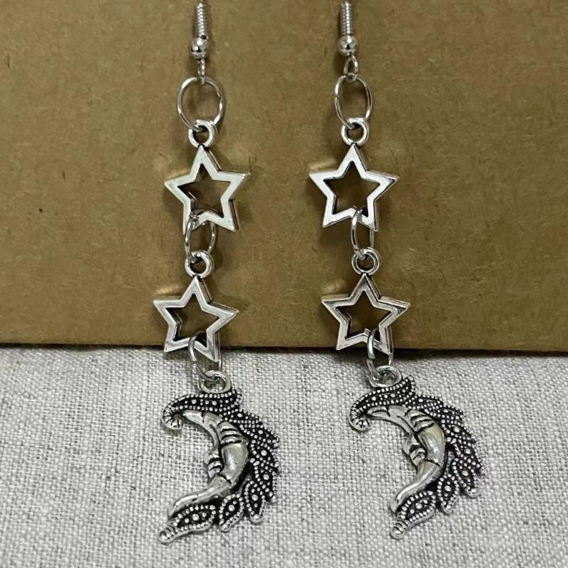 Sweet Cool Dangle Earrings Simple Hollow Star Pendant Drop Earrings Statement Jewelry Fashion Small Hoop Earrings