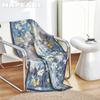 1PC Oil Painting Daisy Butterfly Woven Blanket, Retro Blues Fringe Sofa Nap Decoration Blanket for Bedroom Living Room Home Decor