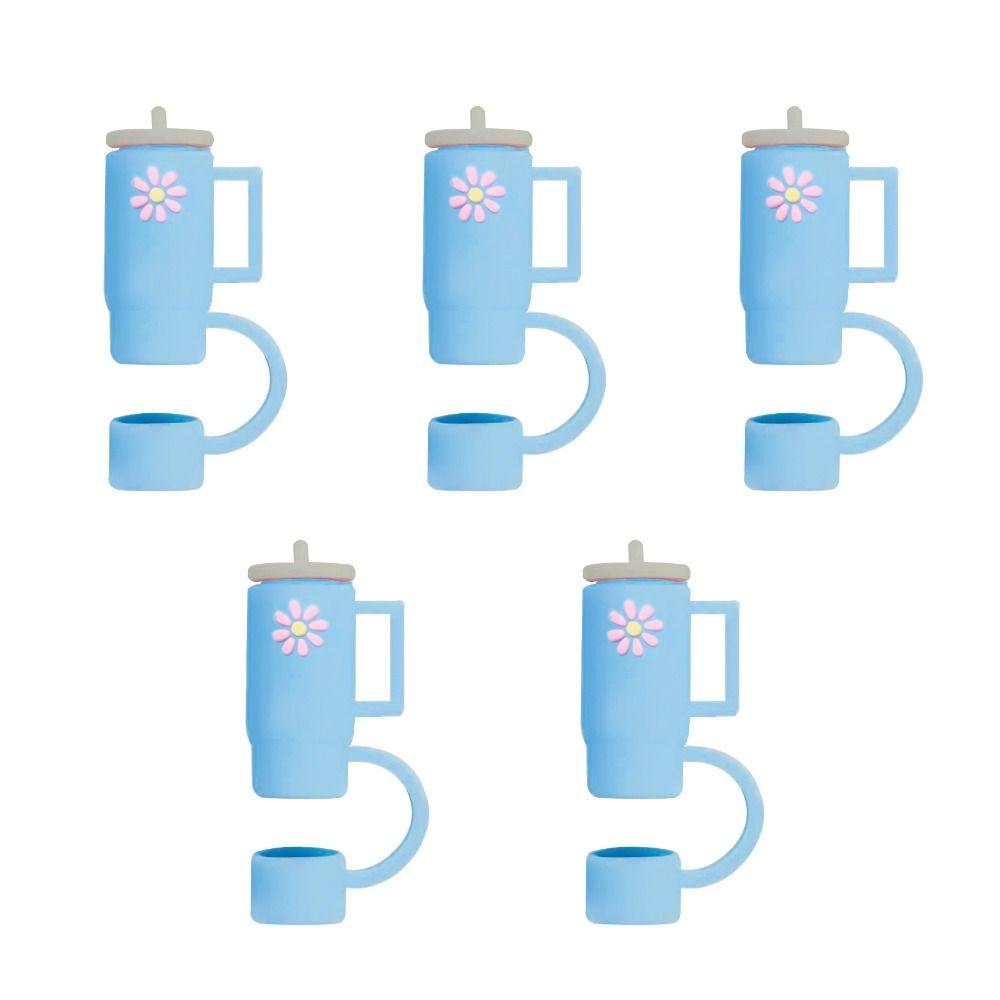 

5 шт. герметичные чехлы для соломенных наконечников, мультяшные заглушки, соломенный топпер для Stanleys/аксессуары для чашек/бара синий