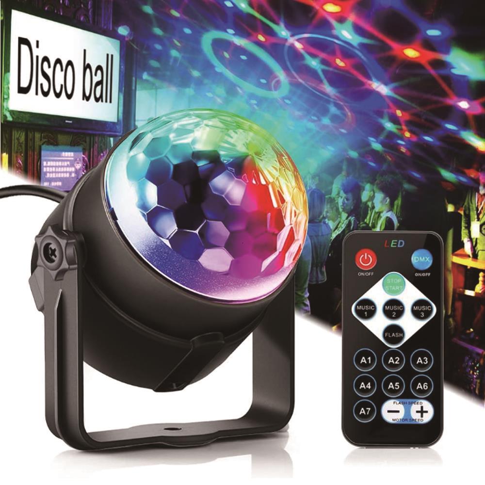 LED Disco Ball Party Light with Remote Sound Activated RGB Strobe Lamp 7 Modes Rotating DJ Light for Home Bar KTV Birthday,
