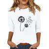 Women's Fashionable Casual Three Quarter Sleeve Printed Collar Pullover Top