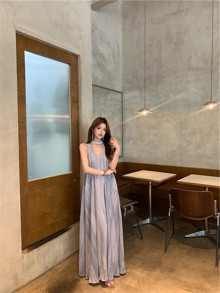 2026 French Yellow Spaghetti Strap Sleeveless Dress for Women - Summer Beach Fairy Long Dress