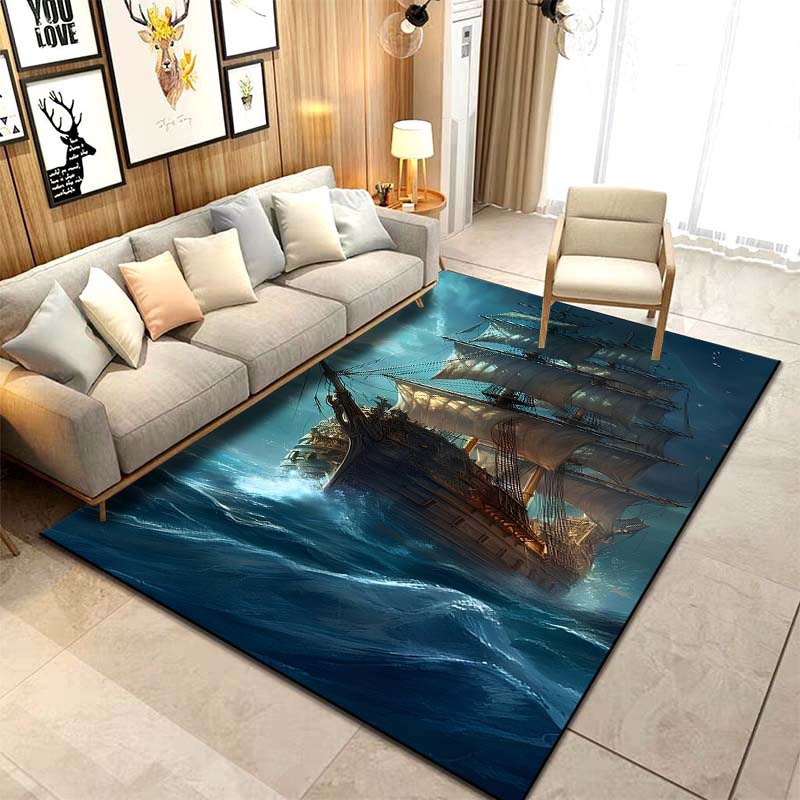 Sizes ghost Ship Pirate Ship Pattern Rug Carpets Bedroom Living Room Bathroom Mat Creative Door Mat Cloakroom Decor Area Rug