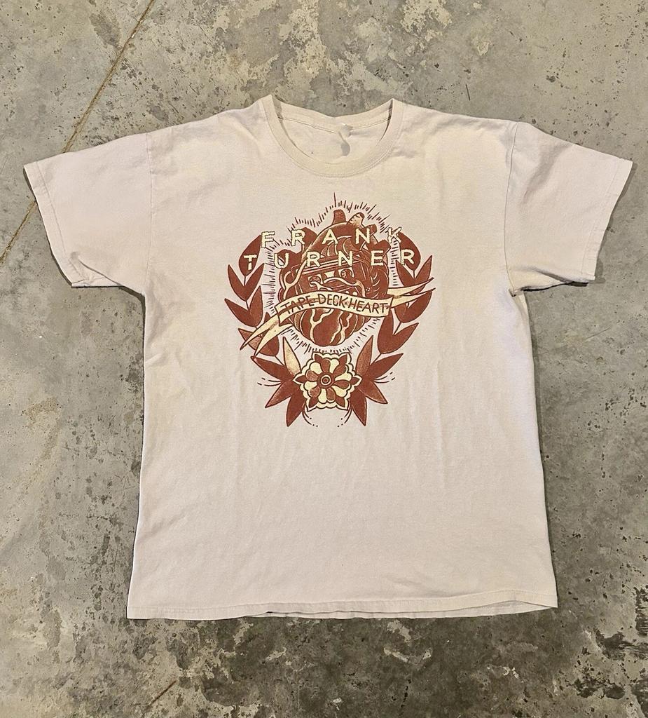 2013 Frank Turner Tape Deck Heart Band T Shirt beige Color Cotton