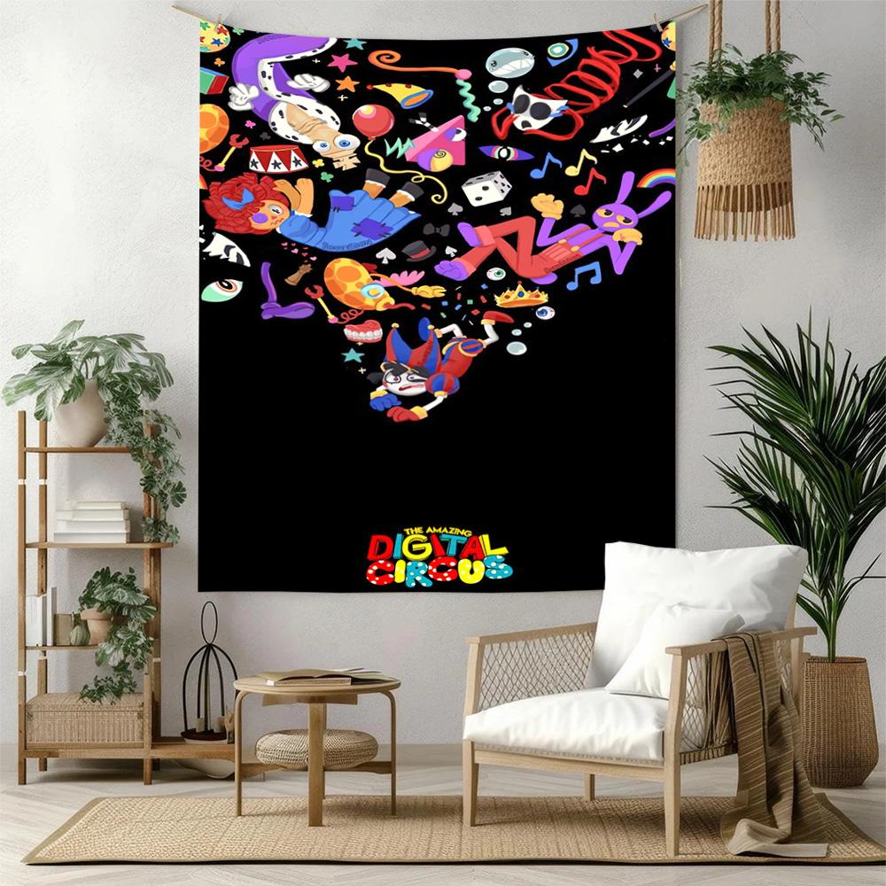 Digital Circus Style Wall Decor Tapestry Art For Pet Memorial Birthdaywedding Party Backdrop Family Gift