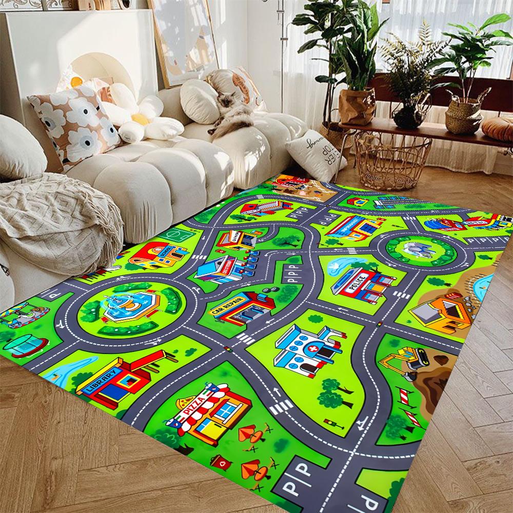 Interactive Colorful City Road Map Carpet Playroom Living Room Bedroom Non Slip Floor Educational Toy Gift