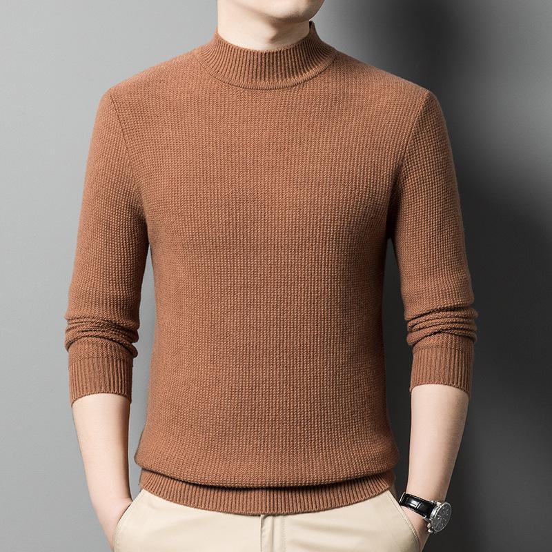 Pullover Herren Herbst und Winter Halbhochgeschlossener Wollpullover Business Freizeit Verdickter warmer Nadelpullover Bottoming Top