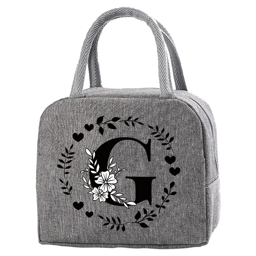 Travel Portable Food Thermal Insulated Children Picnic Waterproof Oxford Zipper Breakfast Thermal Bag Garland Letter Pattern Bag