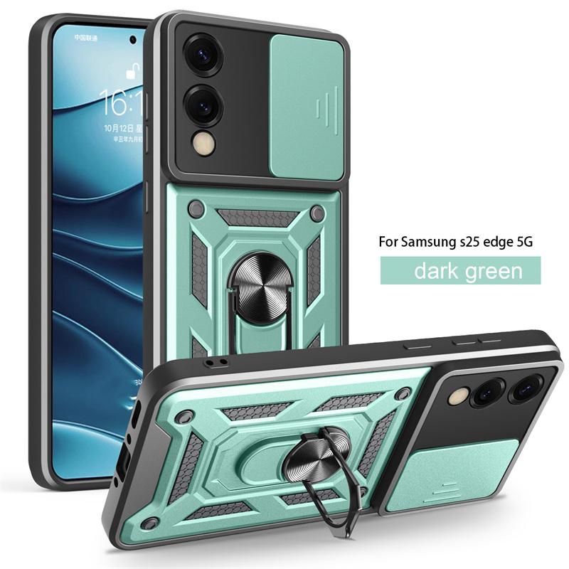 For Samusng S25 Edge 5G Camera Lens Protective Armor Shockproof Magnetic Holder Ring Back Cover For Galaxy S25 Slim Cases