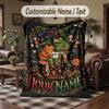 Frogs Forest Theme Throw Blanket Custom Name Text Personalized Blanket Soft Cozy Blanket for Home Sofa Bed