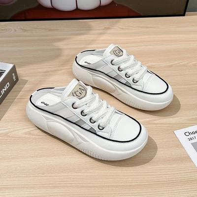 2024 New Model, One-pedal Women's New Ins Platform Casual Women's Shoes, Mesh Breathable Half-drag Board Shoes