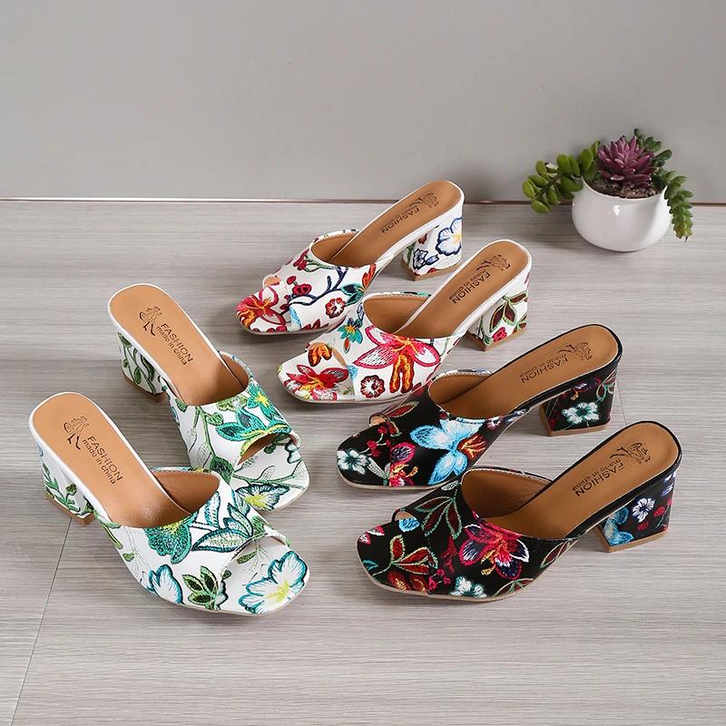 Fashion Summer 2024 New High-heeled One-line Fish Mouth Sandals Fashion Casual Wear Women Sandals Slippers Designer Sandals