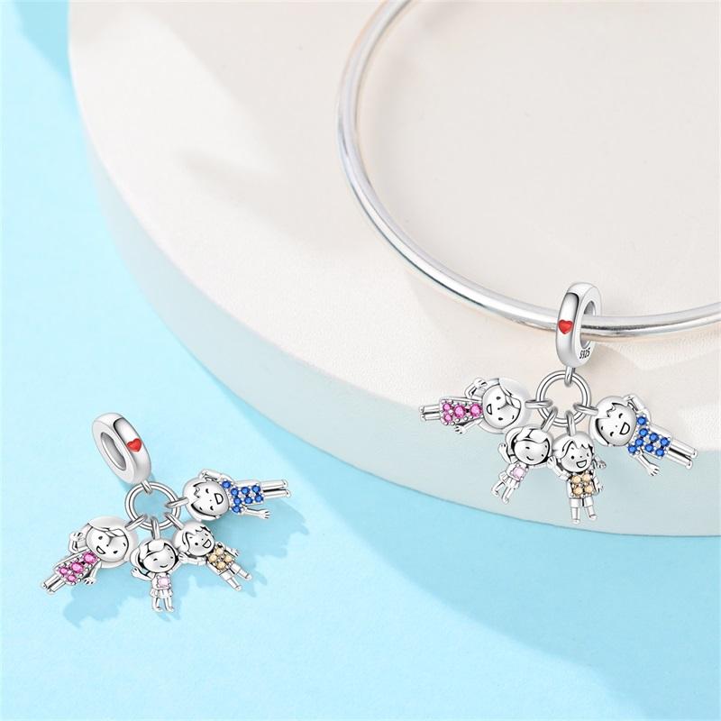 Family Series 925 Sterling Silver Parents Sisters Charms Love Bead Pendant Fit Original Charm Bracelets Women DIY Jewelry Gift