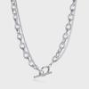 Necklace for Double Mantel Asymmetrical Chain Shiny For New Hip Hop Accessory [Rockyu] Women, Hypoallergenic, Silver, Strand, Necklace, Azuki, Kihei,