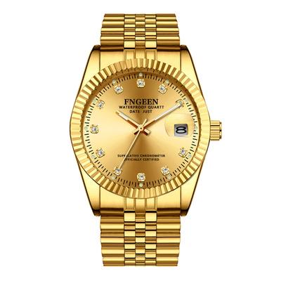 Men's Watch Gold Stainless Steel Strap Calendar: 3ATM Waterproof Stylish Analog Display Japanese Quartz Watch Gold Leisure Business Men's Fashion