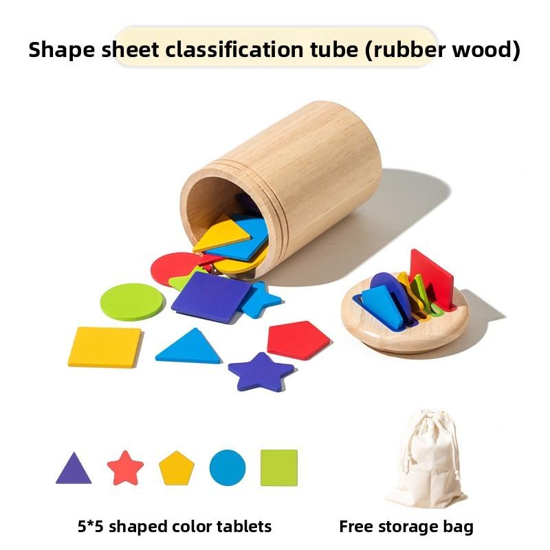 Colorful Stick Wooden Block Color Shape Classification Cylinder Toy For Sensory Training And Motor Skills Development