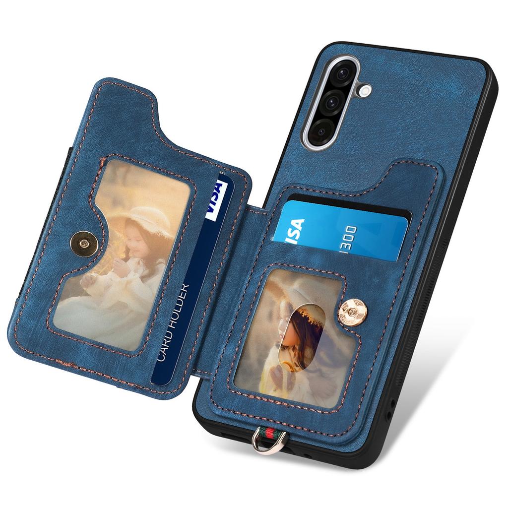 For Samsung Galaxy S25+ Retro PU Leather Back Cover with RFID Blocking Card Holder
