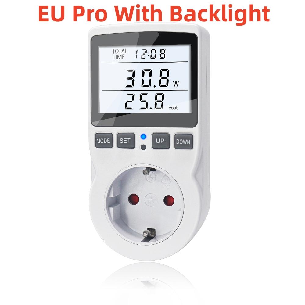 Vatímetro de voltaje Digital, medidor de potencia, toma de potencia, analizador Kwh, salida de medición, medidor de energía, enchufe europeo