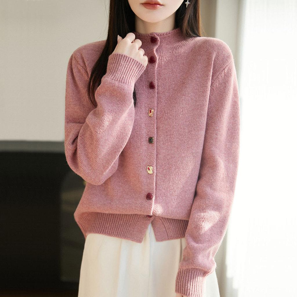 Womens Knit Cardigan With Andy Plush Fabric For Casual Office Wear