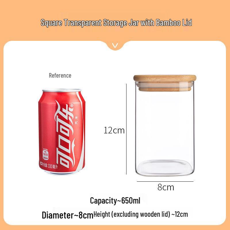 Square Moisture-Proof Glass Jar with Lid for Tea and Spices - New Style Storage Solution
