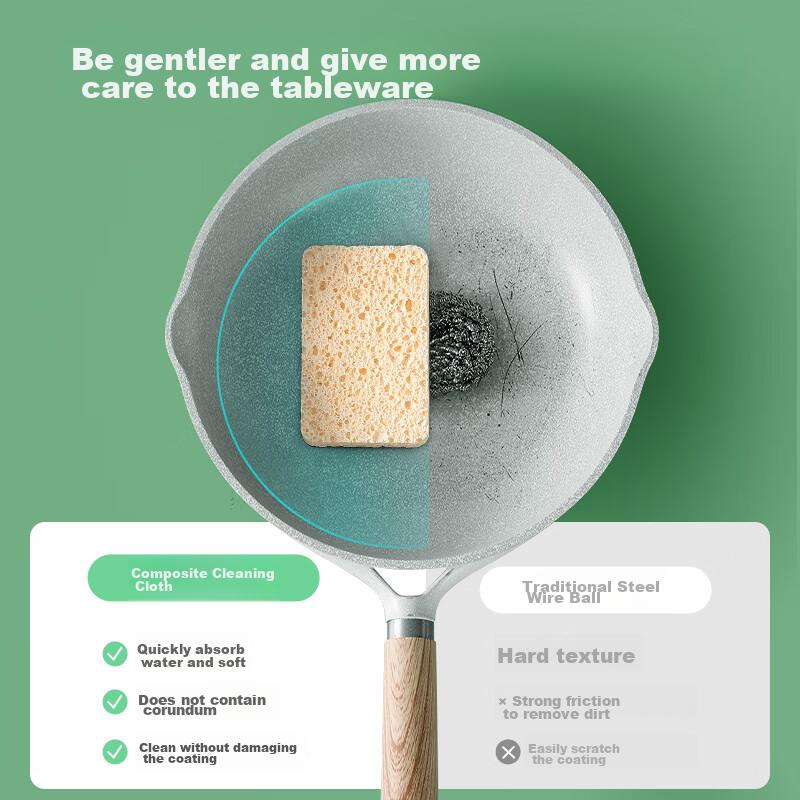 MARYYA Wood Pulp Cotton 5-Piece Scouring Pad Dishwashing Sponge Pot Scrubber Non-Stick Oil-Absorbing Water-Absorbent Degreasing Cloth