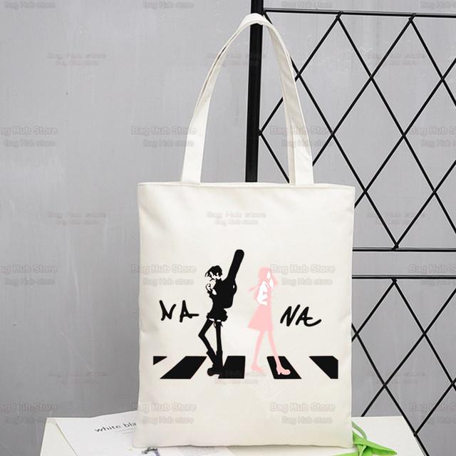Nana Osaki Anime Women Package Canvas Bag Manga Komatsu Nana Handbags Shoulder Bags Casual Black Stones Shopping Girls Handbag
