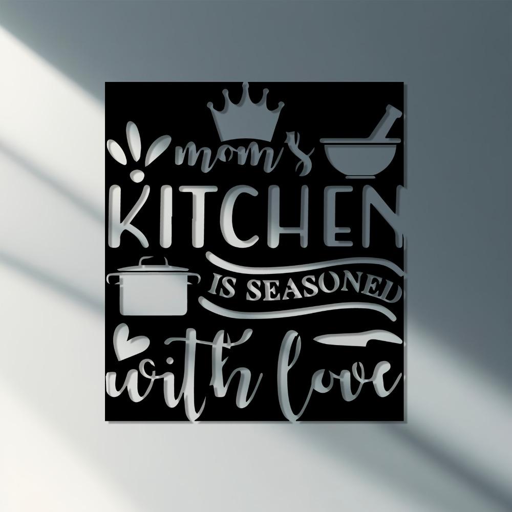 Wrought Iron Kitchen Wall Art Decor, Rustproof Metal Sculpture for Mother, Farmhouse Cooking Sign, Outdoor Fence Mural, Gift for Mom