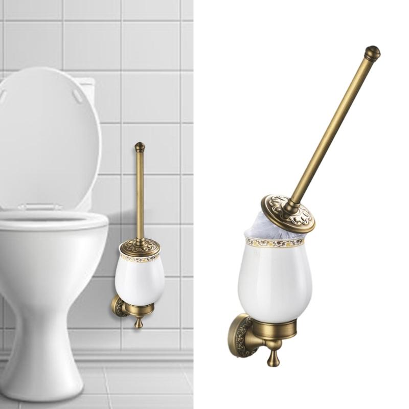 Resistant Brass Bathroom Brush Holders Classical Designs Toilet Brushes Stand Simple Installs for Modern Homes Decors