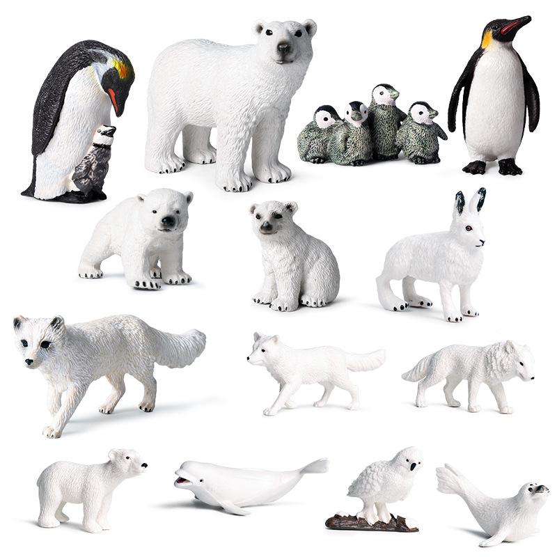 Children's Cognitive Animal Models: Polar Bear & Penguin Plastic Toys