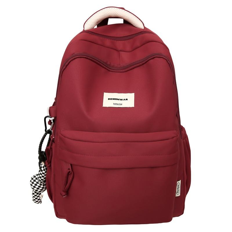 Women Large Capacity Backpack Student Schoolbag Men Solid Color Backpack