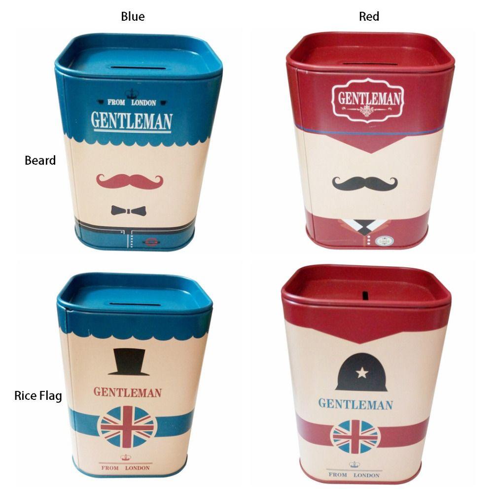 Square Shape Cute Pen Holder Iron Art Kids Storage Box Square Tinplate Piggy Bank  Children Gift